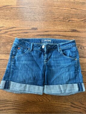 Hudson Jeans Mid Wash Rolled Cuff Denim Shorts